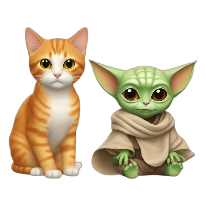 Orange cat and baby yoda sticker