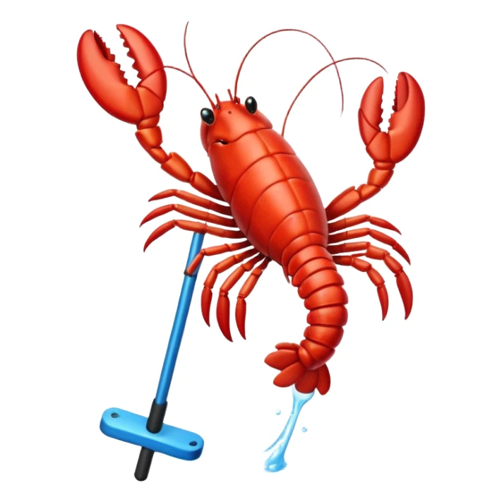 Lobster very happy jumping on pogo stick sticker