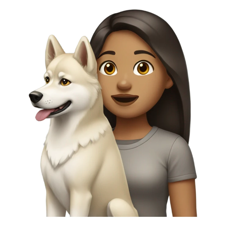 A girl Dark brown  hair next to a light dorée  Husky sticker