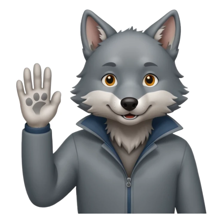  A real wolf waving his hand while he's standing but  sticker