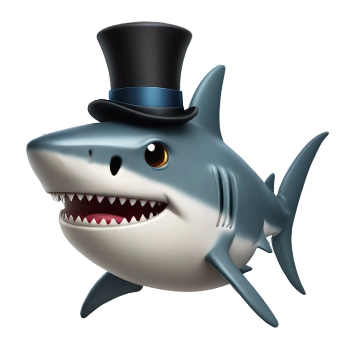 Shark with a top hat with stars around his head looking beat up sticker