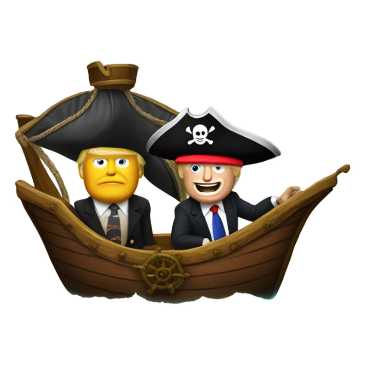 Elon mush and Donald trump on pirate ship  sticker