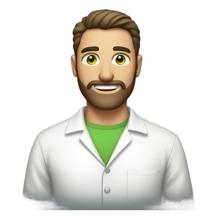 handsome optimist oval head brunette man and beard green eyes wearing white button down shirt  sticker