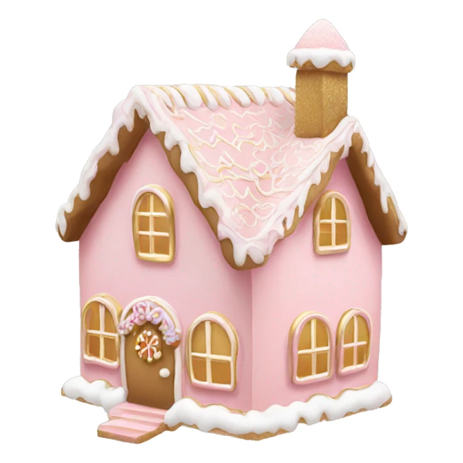 light pink and gold and white gingerbread house sticker