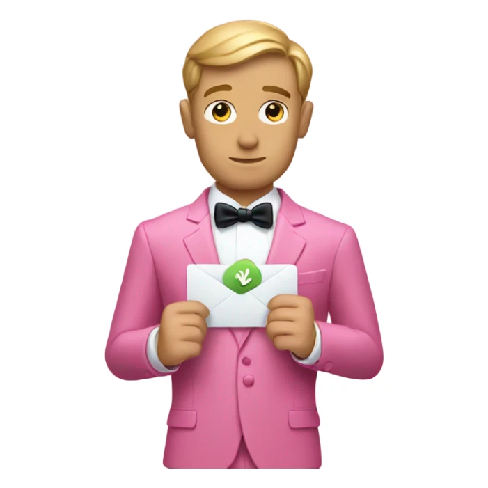 james bond in pink suit carrying an email icon. It's very important for James Bond to carry email sticker