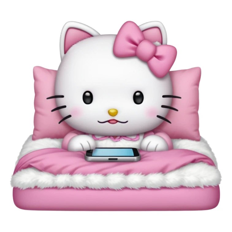 hello kitty tucked into bed on her phone sticker