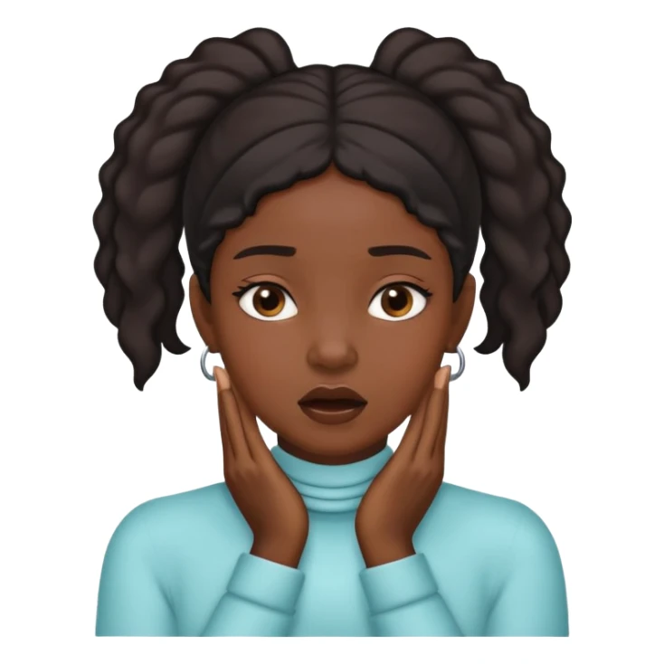 Black girl with both hands on her throat ￼ sticker