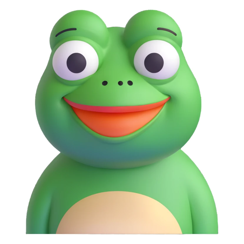 Pepe the Frog as a Microsoft style 3D fluent emoji sticker