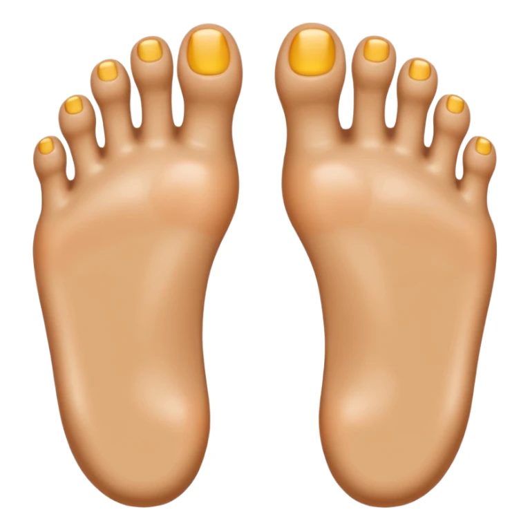 two cartoon feet, facing forward, five toes each, shiny, perfectly orthopedic shape, emoji style sticker