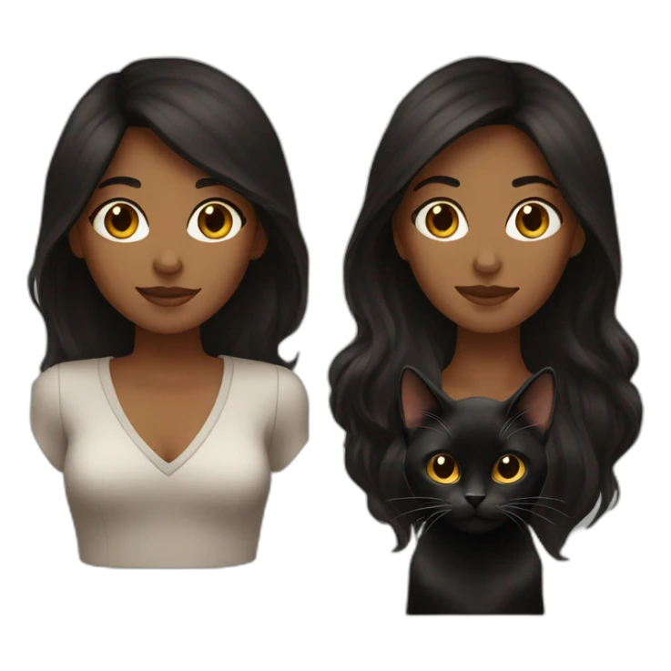 woman brown skin long dark hair with black cat sticker