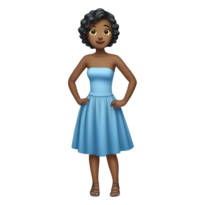 Girl wearing a strapless short blue dress  sticker