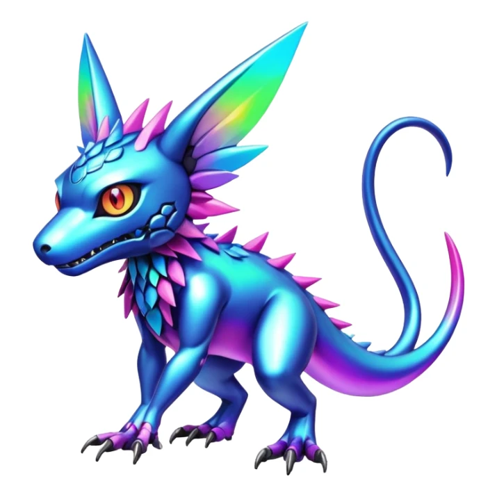  colorful modern cyber-Fakémon-Digimon-Trico-Vernid-creature (full body) sticker