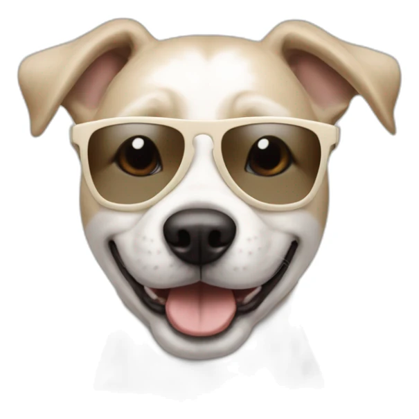 Malshie happy dog beige and white, wearing sunglasses sticker
