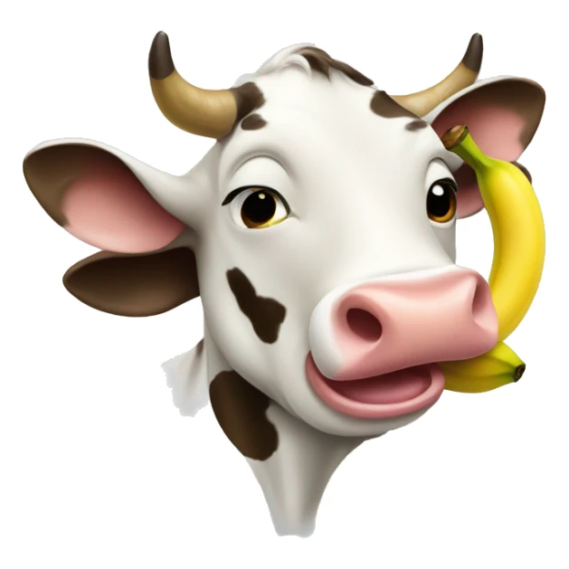 Cow licking banana sticker