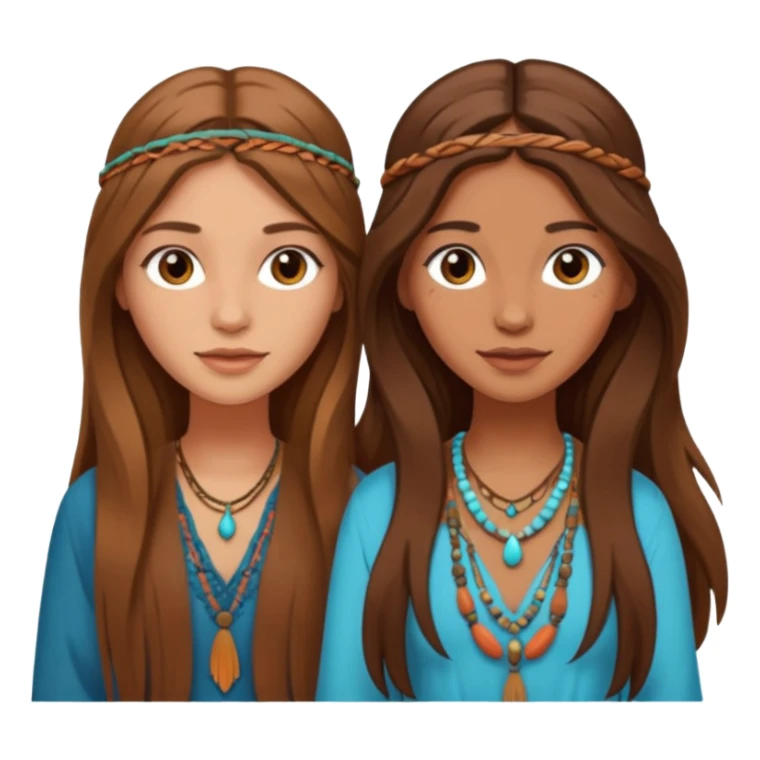 2 long brown hair boho best friends sticker