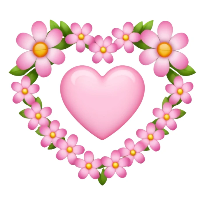 Emoji white heart with pink flowers sticker
