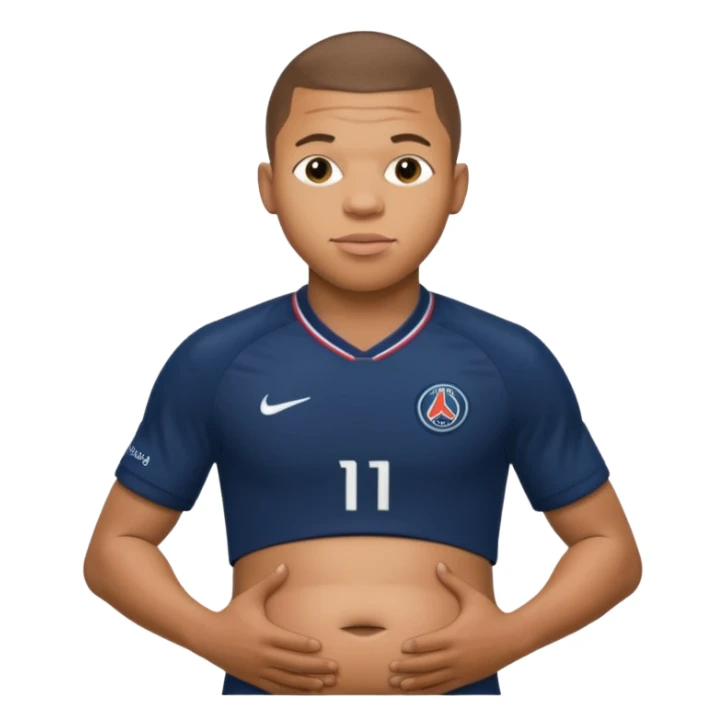 Mbappe's huge belly is bursting at the seams when it comes to PSG's kit sticker