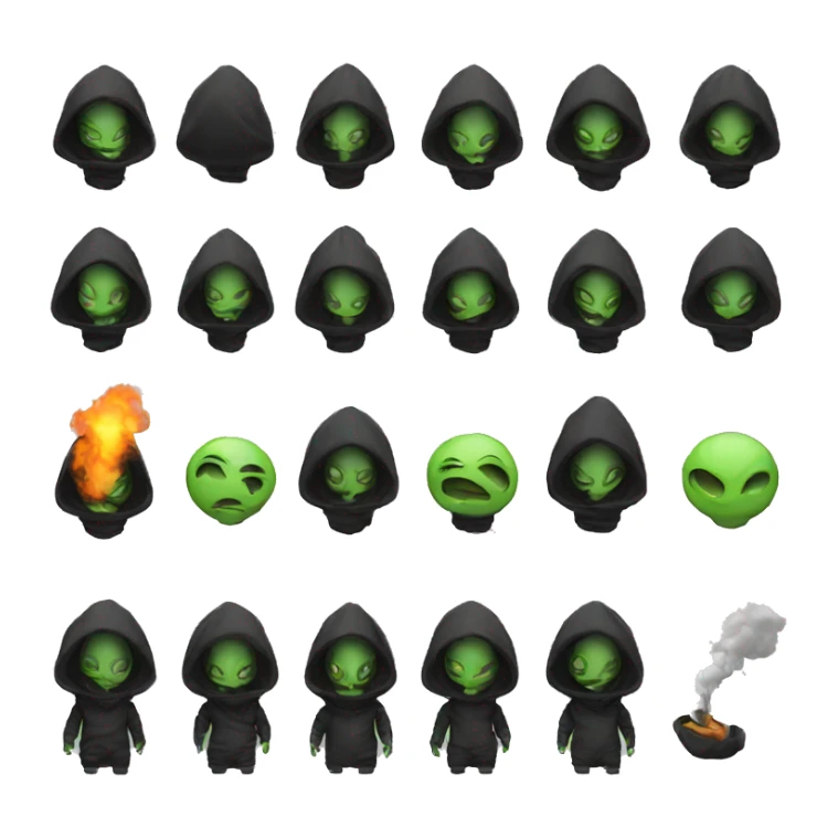 alien smoking, black hoodie sticker