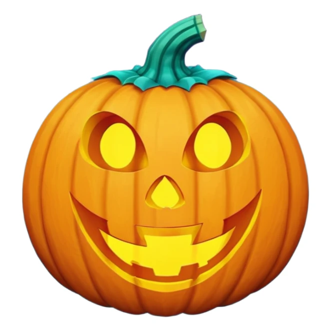 glowing jack-o'-lantern, only purple and cyan colors sticker