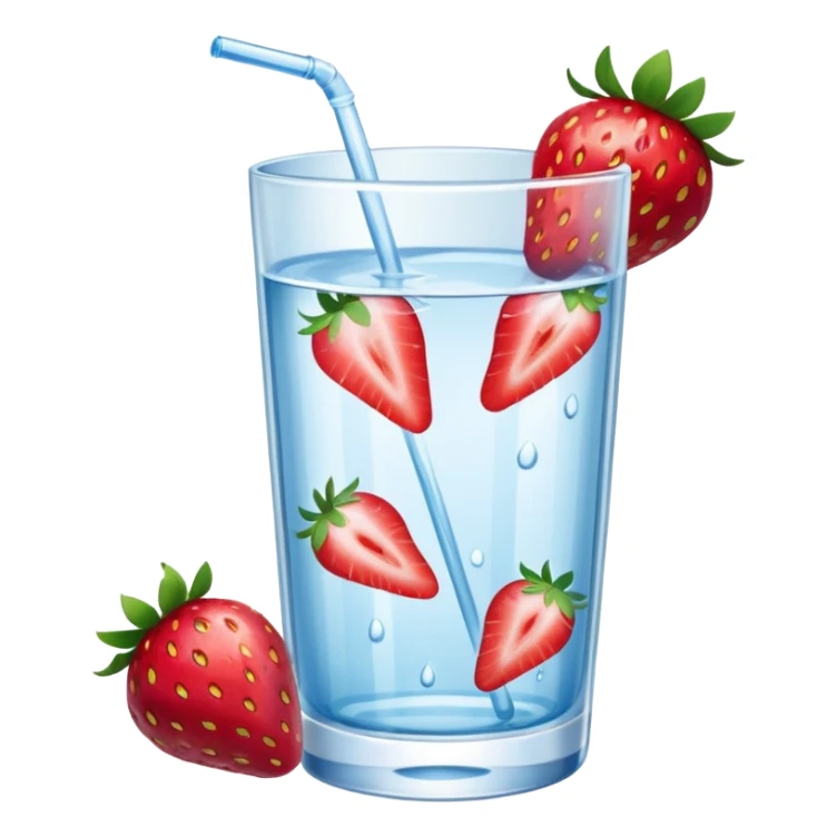 glass of water with strawberry slices sticker