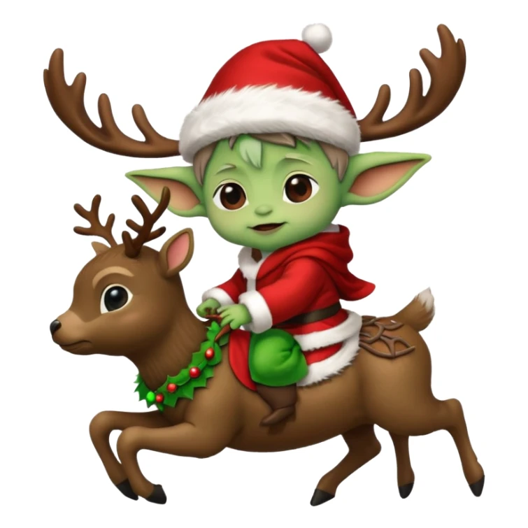 baby yoda riding eindeer christmas sticker