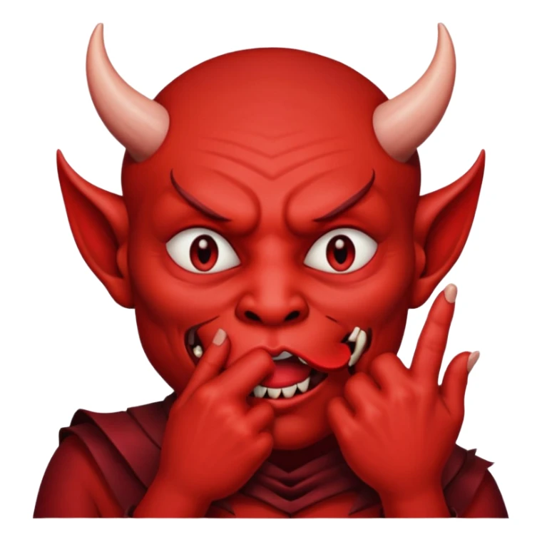 Creppy devil and shushing someone  🤫 like there figer over there mouth  like there lip is closed and the figers over sticker