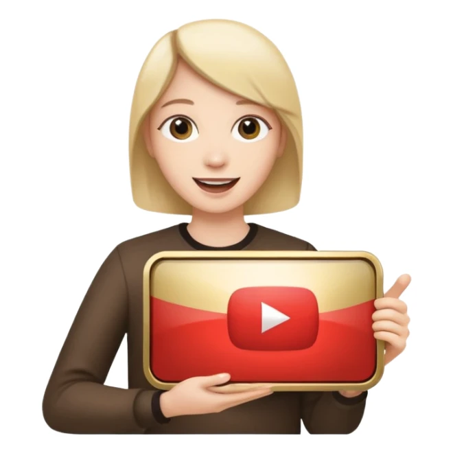 a happy holding youtube golden play button sticker