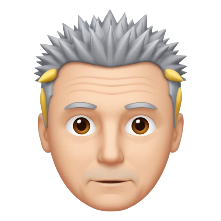 50 yr old white man short spike hair grey sticker