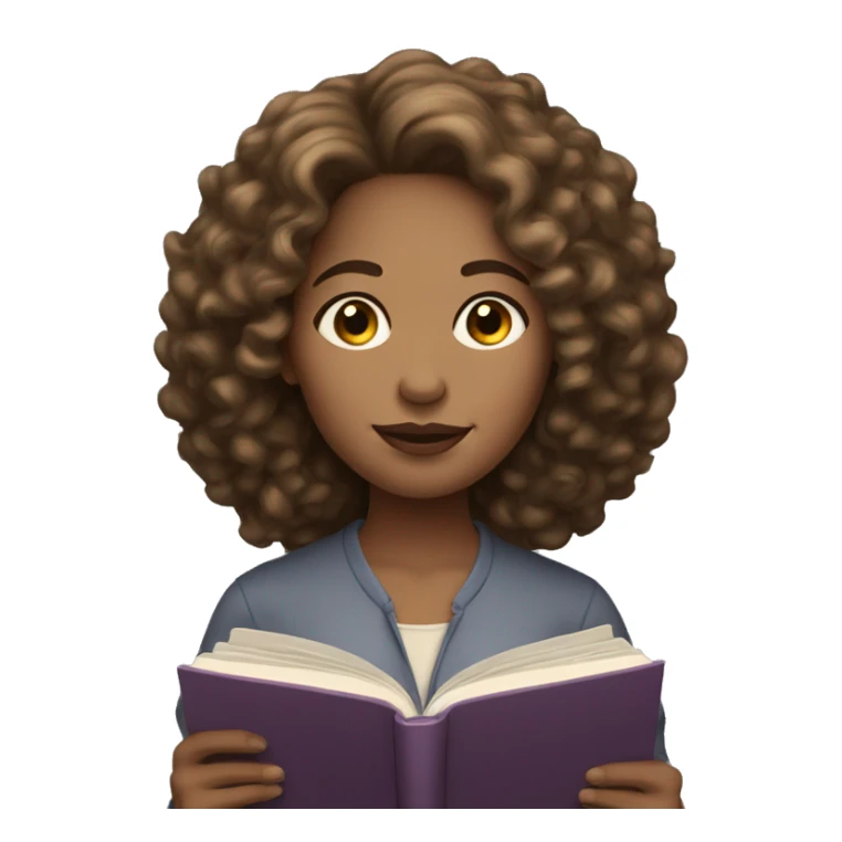 The woman with light skin and brown curly hair reading  sticker