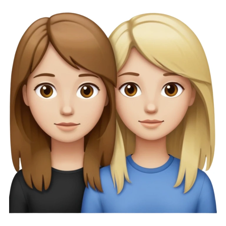 Crea 2 amigas, una de cabello castaño, otra de cabello metro  sticker