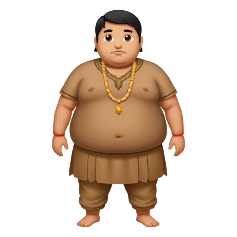 Fat brown Indian man. Full body. Black hair sticker