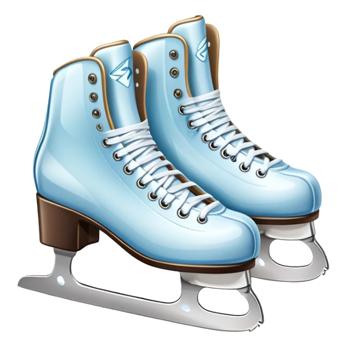 An icon showing The rink is surrounded by cheering spectators and soft arena lights, creating a beautiful, dynamic atmosphere. a pair of elegant figure skates placed on the smooth, sparkling ice of a grand ice arena. Transparent background highlights the grace and beauty of figure skating. sticker