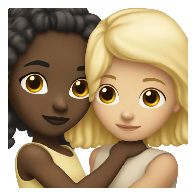 Dark skinned girl hugging a light skinned girl with blonde hair sticker