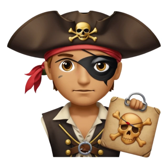 Pirata con un gráfico y un parche sticker