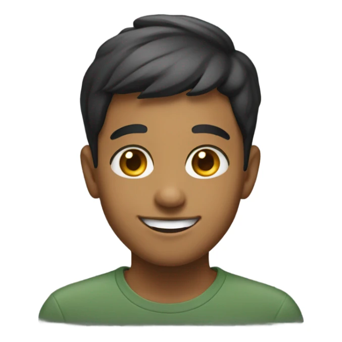 A Pakistani  boy with short hair smiling sticker