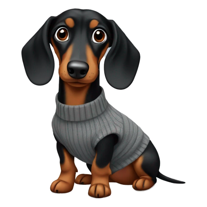 Black and Tan dachshund wearing grey jumper sticker