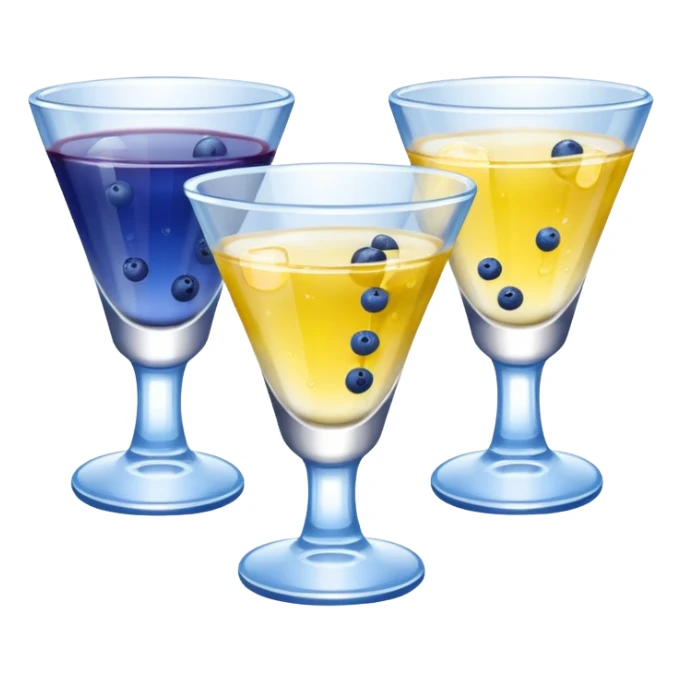 4 shotglasses with blueberry lemon drop in them  sticker