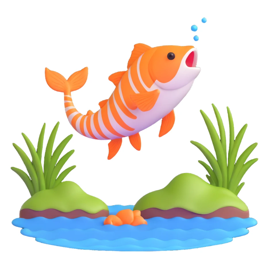 a fish jumping out of a pond sticker