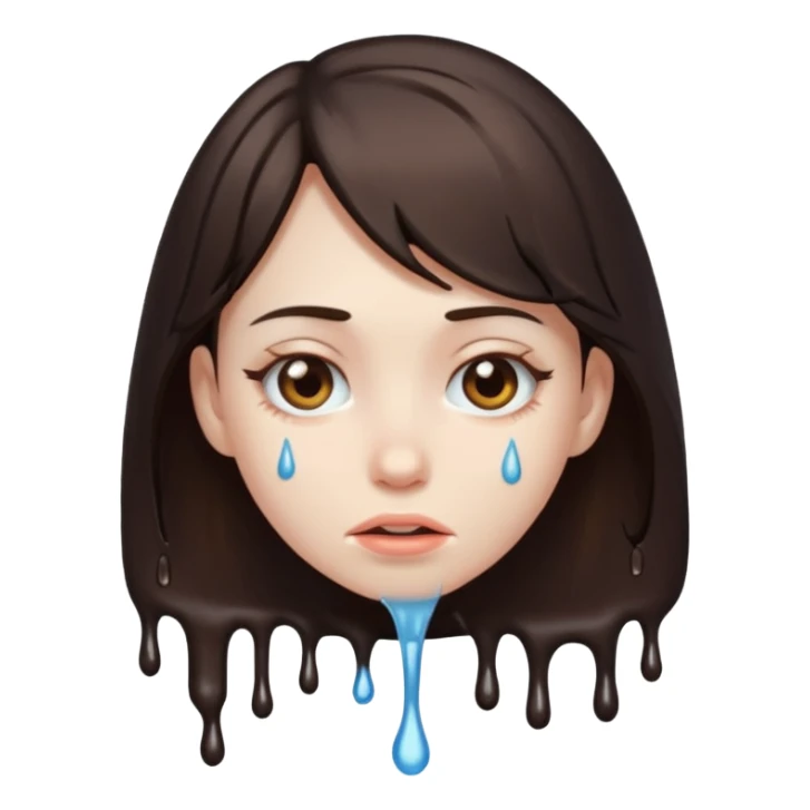 A dark brown-haired girl melting sticker