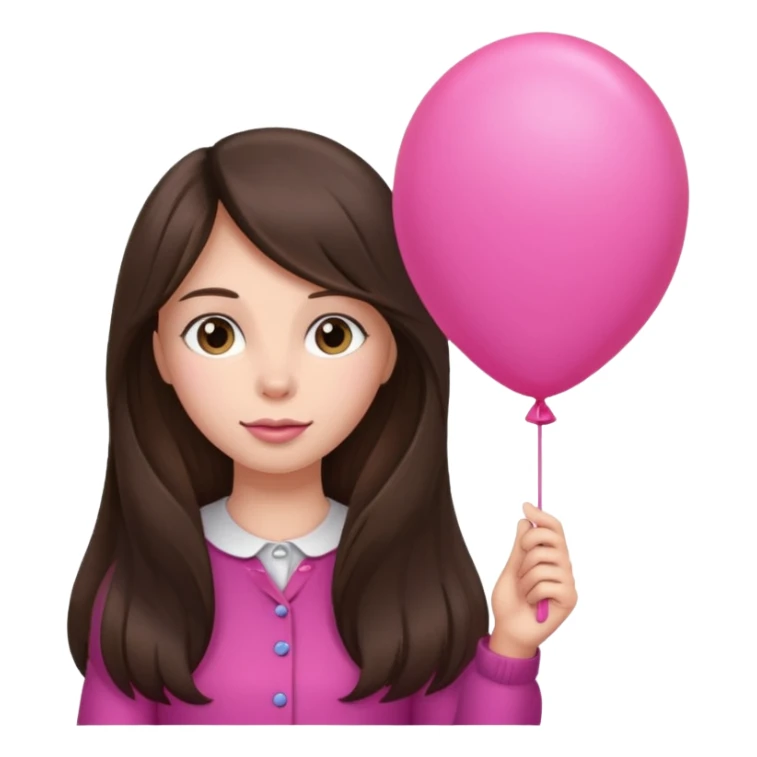 brunette long hair girl with pink baloon sticker