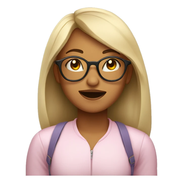 girl with glasses eyes closed and tongue out sticker