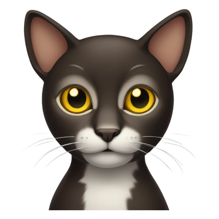 Dark brown cat with yellow eyes and big ears and long nose  sticker