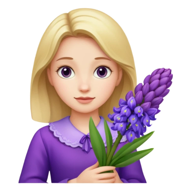 Girl holding hyacinth in hands sticker