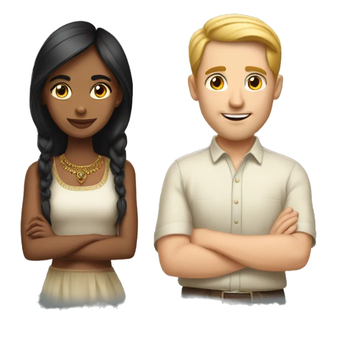 Attractive indian girl and white man sticker