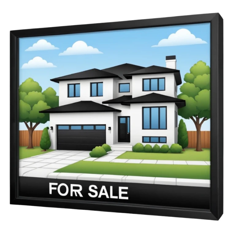 Casa en bienes y raices con el letrero de venta sticker