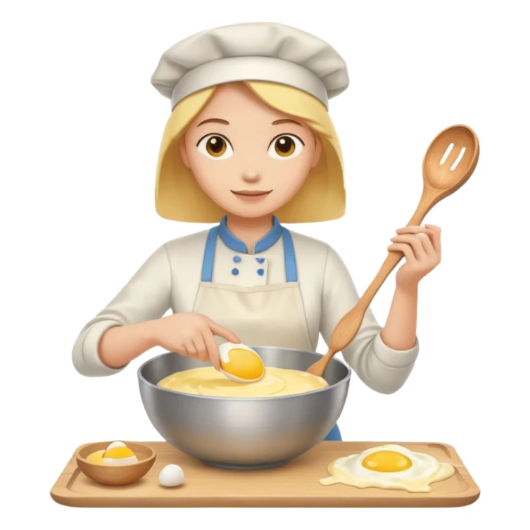 baking preperation with mixing bowl with uncracked eggs and butter sticker