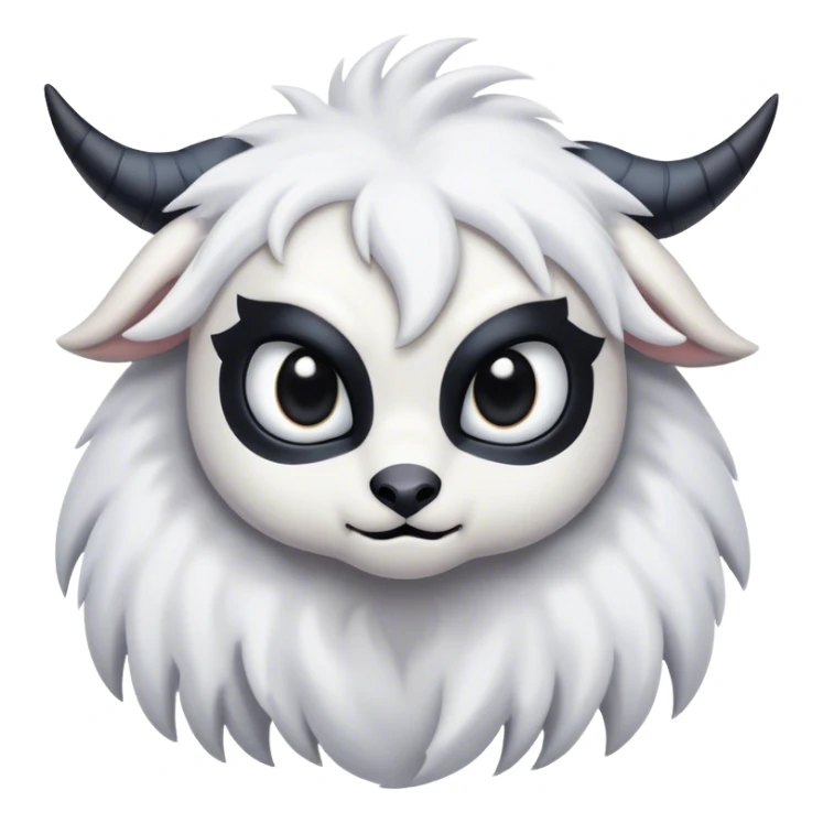 Absol, black thick horns, black long tail, black eyes, white fur, black claws, cute big eyes, adorable  sticker