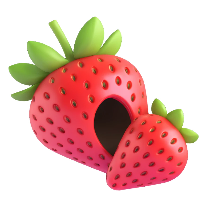 strawberry in Google emoji art style, with a bite taken out sticker