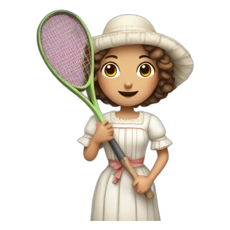 Kawaii historical spanish woman with tennis racket sticker