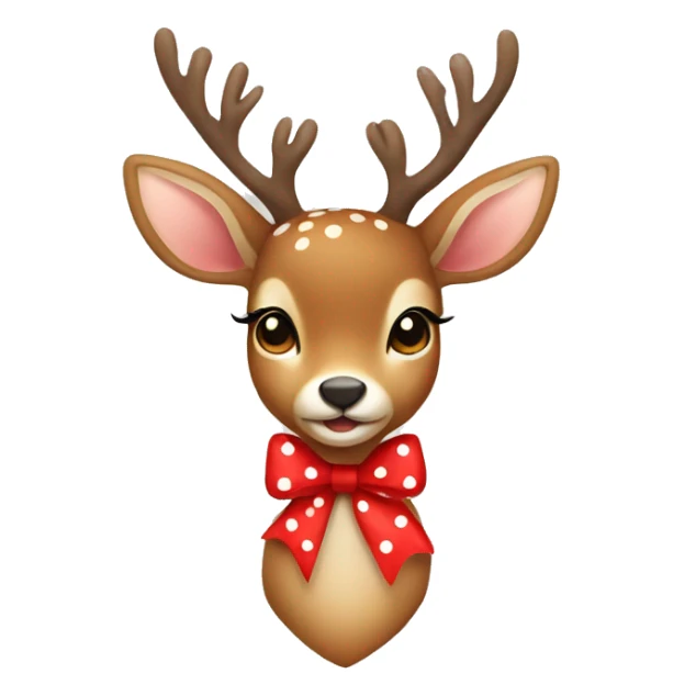 light brown female Deer with a red bow with white polka dots sticker